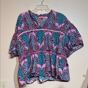 Simply Southern Pink and Teal Patterned Blouse